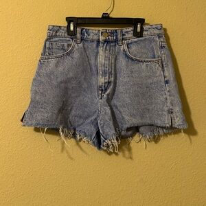 Zara high waisted raw hem denim shorts